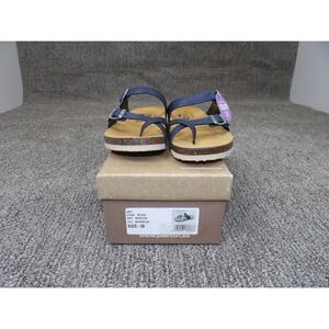 PLAKTON Women's Marylin Navy Blue Glitter Thong Sandals EU 38 US 7.5 Gel Touch